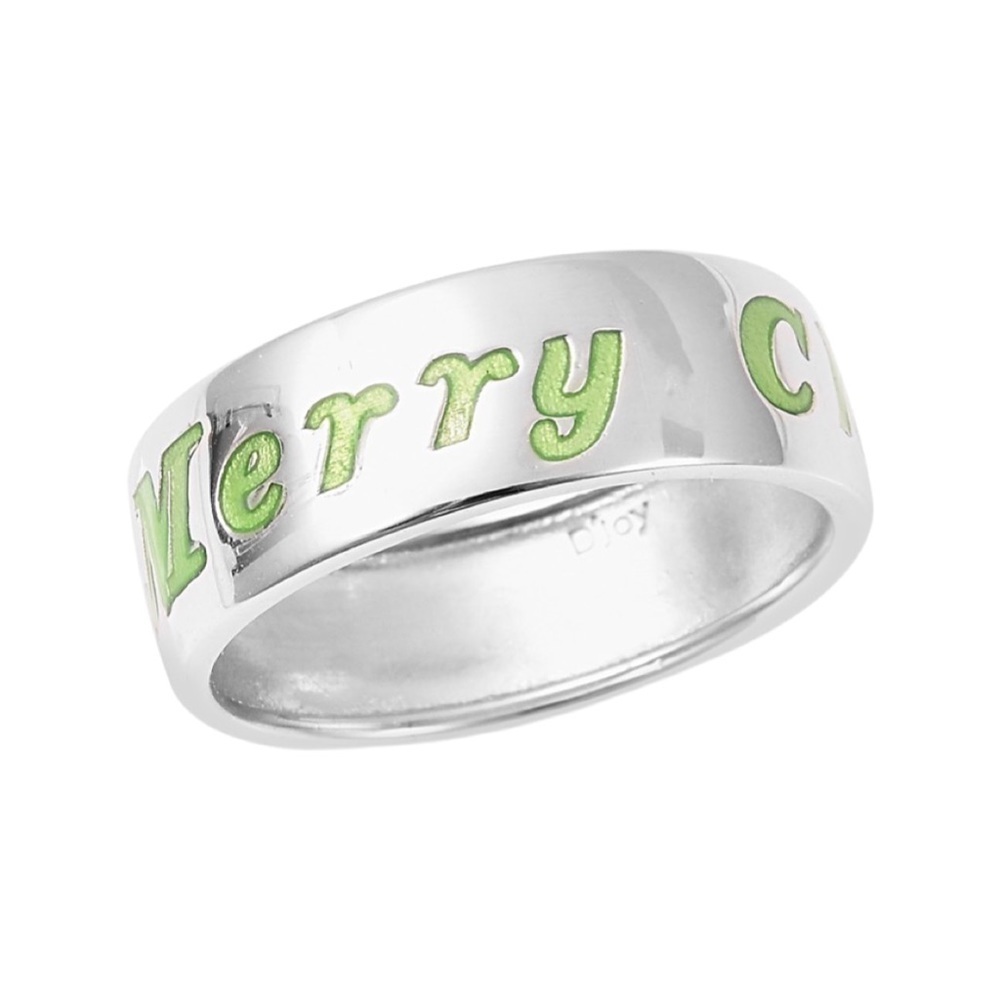 Glow In The Dark Resin Christmas Band Ring in Sterling Silver